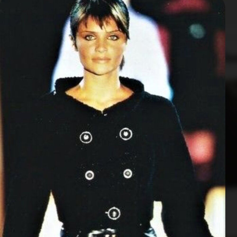 Gianni Versace Couture Fall/Winter 1994 Runway Black Cropped Boucle Jacket Sz S